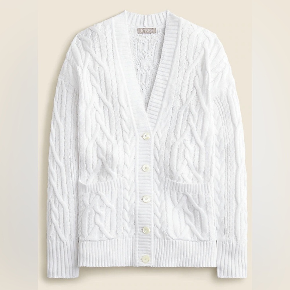 J.CREW White Cable Knit Cardigan